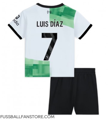 Liverpool Luis Diaz #7 Replik Auswärtstrikot Kinder 2023-24 Kurzarm (+ Kurze Hosen)